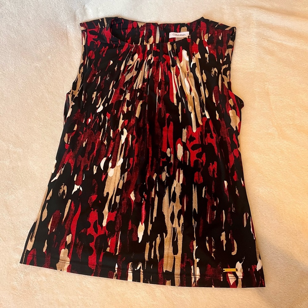 Calvin Klein Sleeveless Blouse - Abstract Print